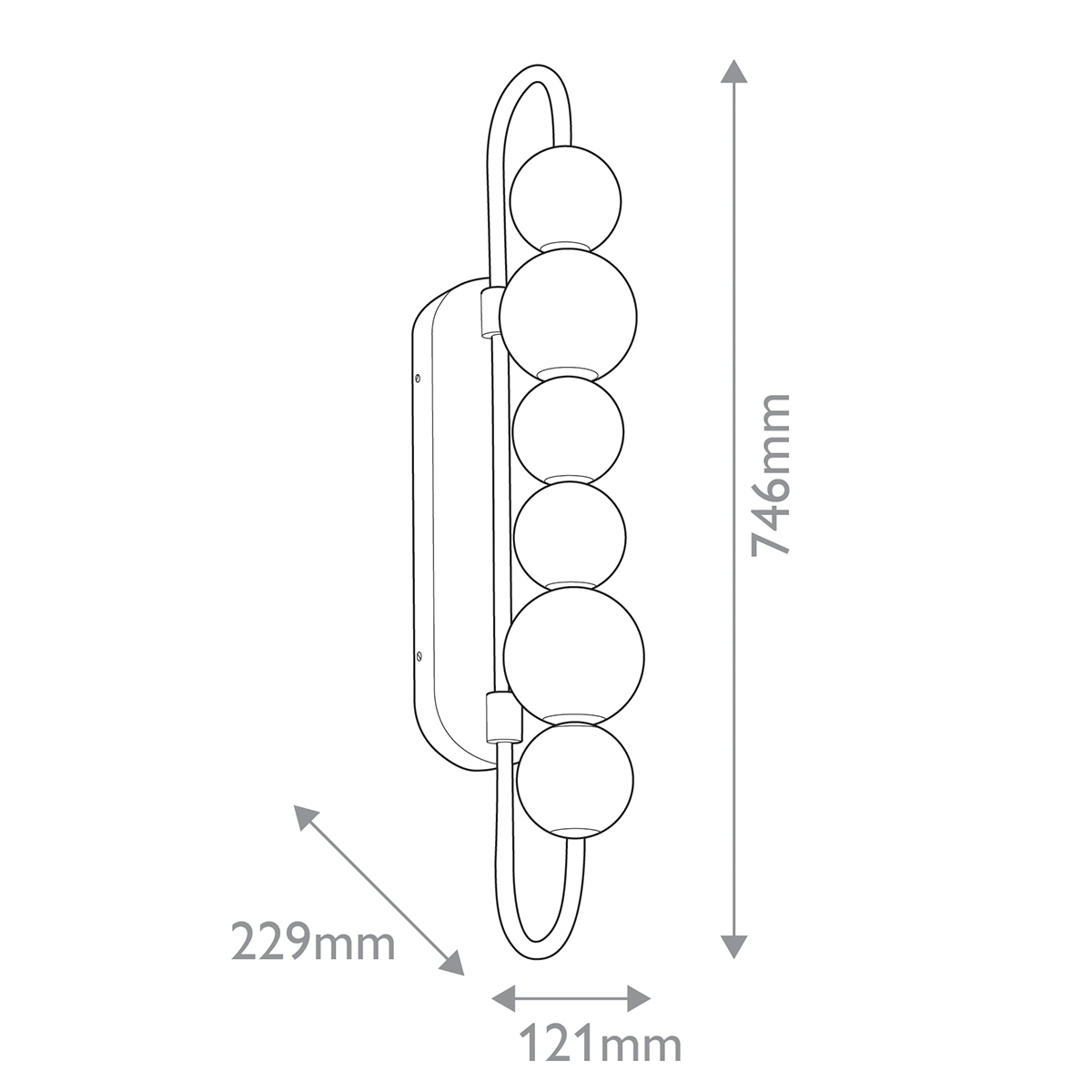 Бра цвета латунь с 6-ю рифлеными плафонами шаровидной формы Alora в Кирове