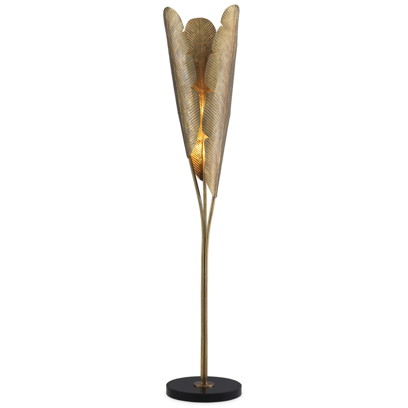 Торшер Eichholtz Floor Lamp Plantain Винтажная латунь Черный Торшер Eichholtz Floor Lamp Plantain Винтажная латунь Черный в Кирове | Loft Concept