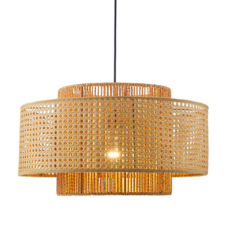 Подвесной светильник с абажуром из плтеного бамбука Light Inside the Cell Бежевый Черный в Кирове | Loft Concept 