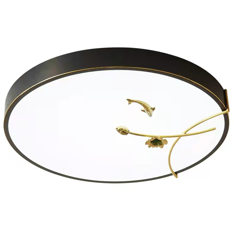 Круглый потолочный светильник Gold Fish Round Ceiling Lamp Black Черный Черный Белый Зеленый Круглый потолочный светильник Gold Fish Round Ceiling Lamp Black Черный Черный Белый Зеленый в Кирове | Loft Concept