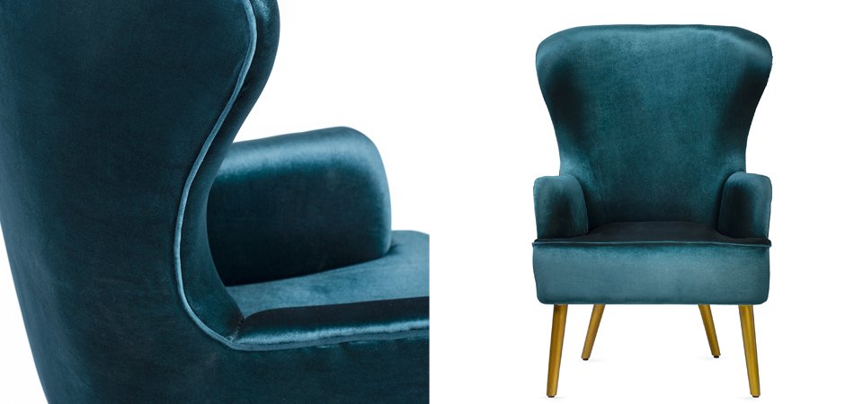 Кресло Wingback Dining Chair turquoise velor Кресло Wingback Dining Chair turquoise velor - Loft-Concept в Кирове