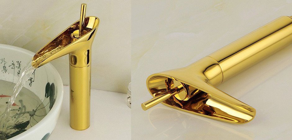 Смеситель для умывальника Золотой Gold toggle - Loft-Concept в Кирове