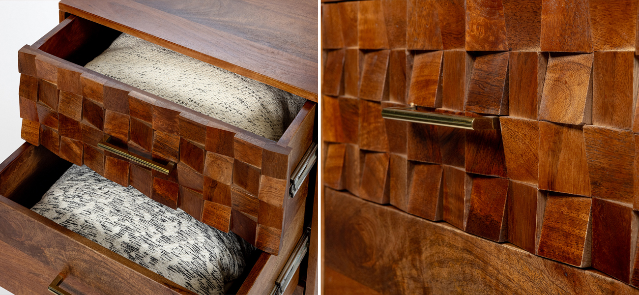 Высокая тумба из массива с выдвижными ящиками Yesenka - фото №1