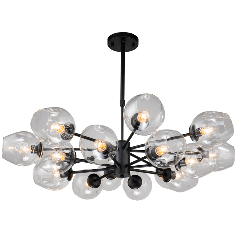 Люстра Branching Bubble Chandelier black 16 Черный Прозрачный Люстра Branching Bubble Chandelier black 16 Черный Прозрачный в Кирове | Loft Concept