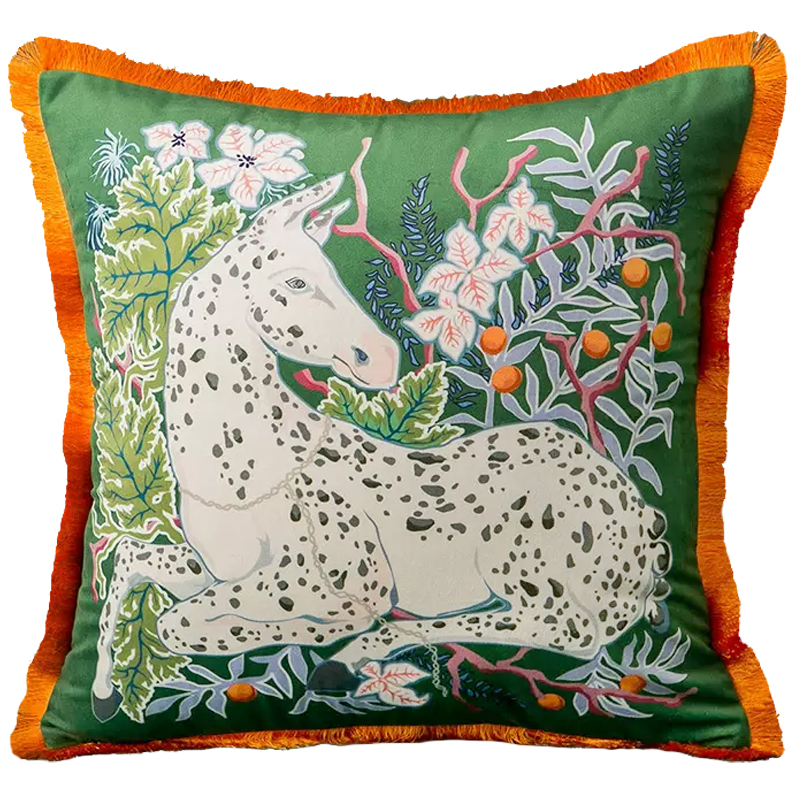 Декоративная подушка Horse on Botanical Green Cushion Мульти Зеленый Декоративная подушка Horse on Botanical Green Cushion Мульти Зеленый в Кирове | Loft Concept