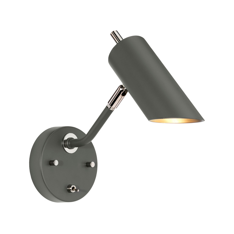 Бра с цилиндрическим плафоном и круглым основанием с выключателем Elstead Lighting Никель Серый в Кирове | Loft Concept 