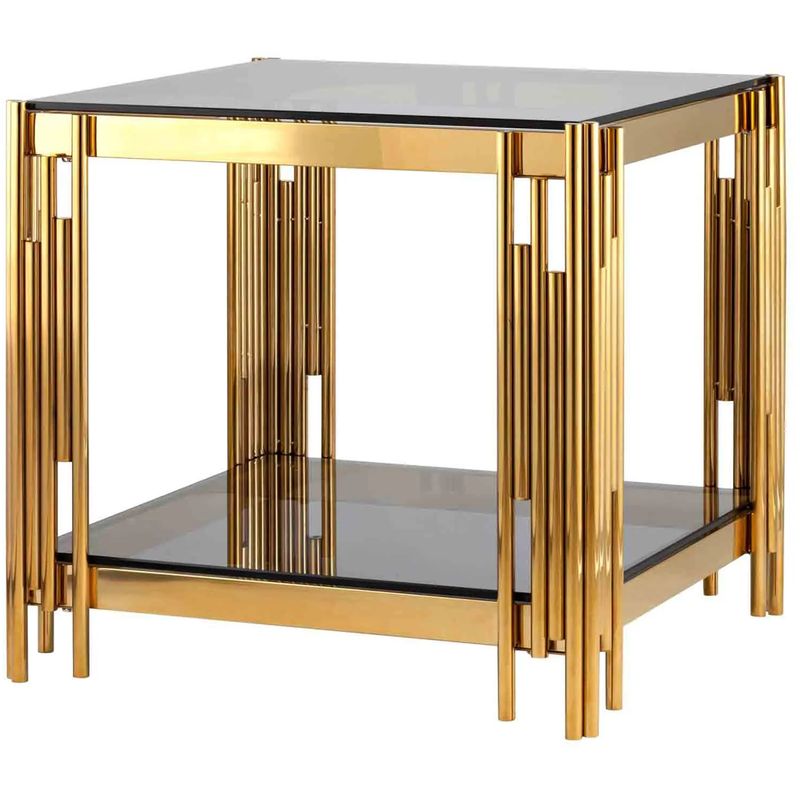 Стол приставной Collection ACCORD Gold Глянцевое золото Стекло Смок Стол приставной Collection ACCORD Gold Глянцевое золото Стекло Смок в Кирове | Loft Concept