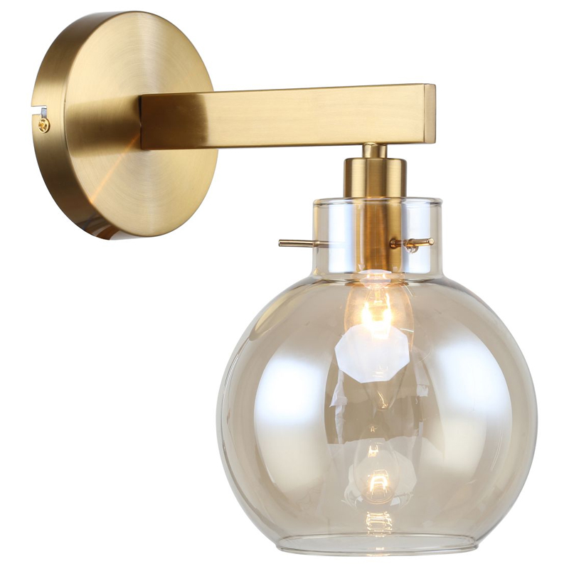 Бра с плафоном коньячного цвета Carmella Globe Brass Латунь Коньяк в Кирове | Loft Concept 