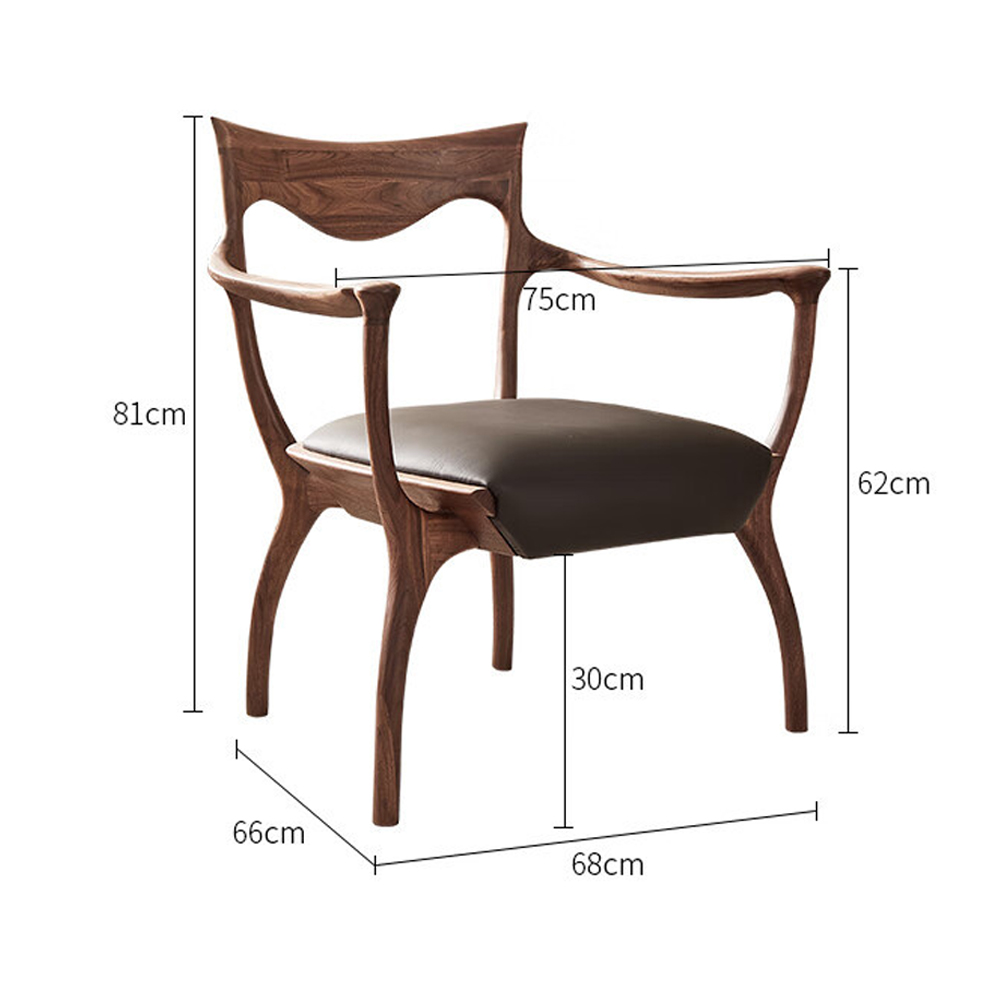 Стул деревянный с мягким сиденьем из коричневой натуральной кожи Moon Walnut Furniture Стул деревянный с мягким сиденьем из коричневой натуральной кожи Moon Walnut Furniture в Кирове