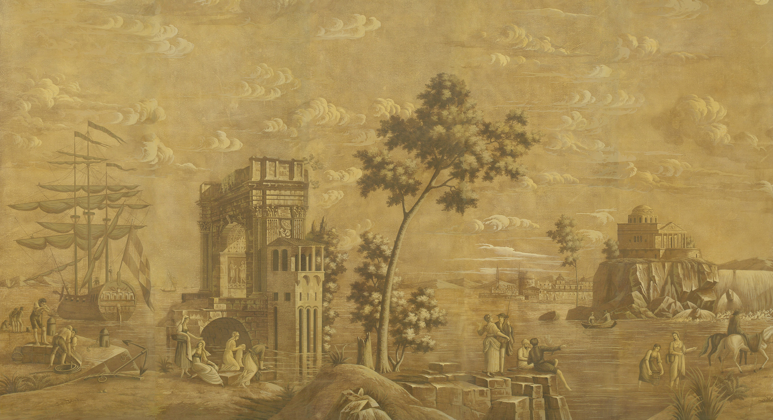Обои ручная роспись Views of Italy Sepia Обои ручная роспись Views of Italy Sepia - постер Loft-Concept в Кирове