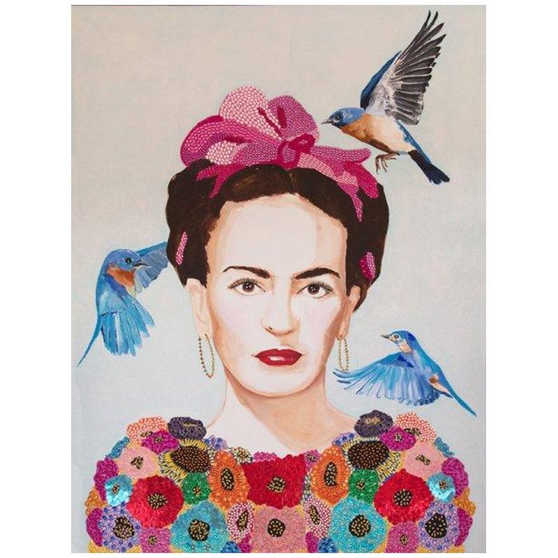 Картина “Frida with Bedazzled Flower Dress and Three Blue Birds” Мульти Картина “Frida with Bedazzled Flower Dress and Three Blue Birds” Мульти в Кирове | Loft Concept