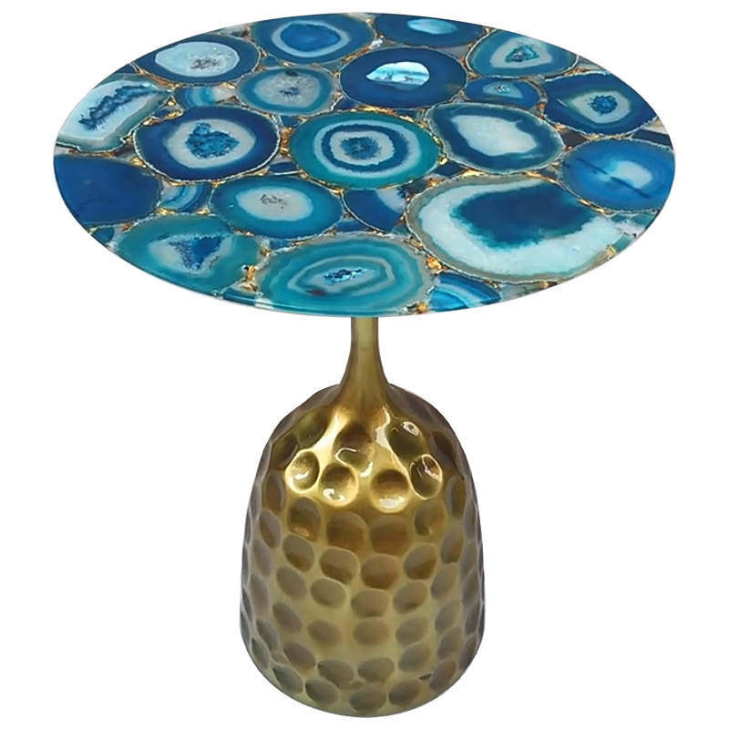 Приставной стол Cluster Surface Blue Agate Side Table Латунь Синий Бирюзовый Приставной стол Cluster Surface Blue Agate Side Table Латунь Синий Бирюзовый в Кирове | Loft Concept