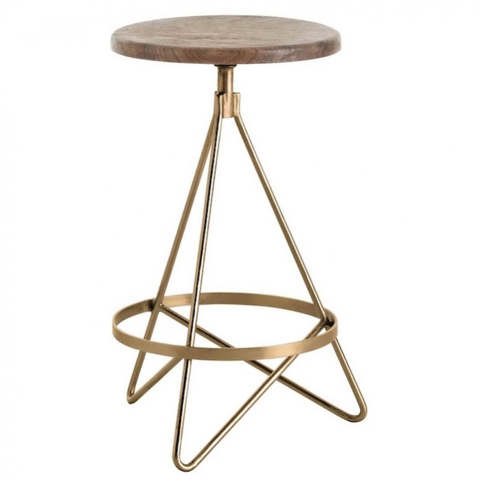 Барный стул Industrial Vintage Brass Iron Swivel Bar Stool Золотой Коричневый Барный стул Industrial Vintage Brass Iron Swivel Bar Stool Золотой Коричневый в Кирове | Loft Concept