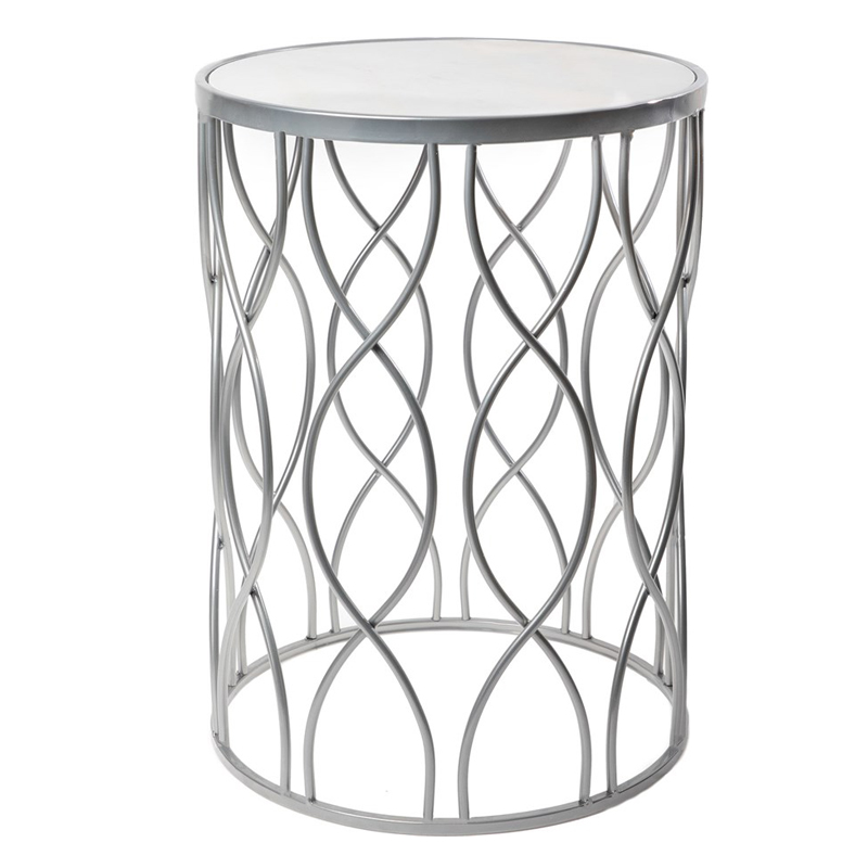 Приставной столик DNA Framing Table silver Серебряный Белый Мрамор Bianco в Кирове | Loft Concept 
