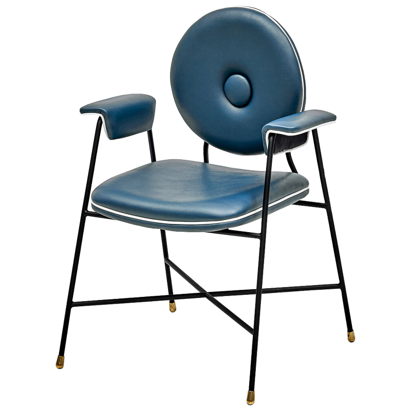 Стул с подлокотниками Oliver Chair II Черный Синий Стул с подлокотниками Oliver Chair II Черный Синий в Кирове | Loft Concept