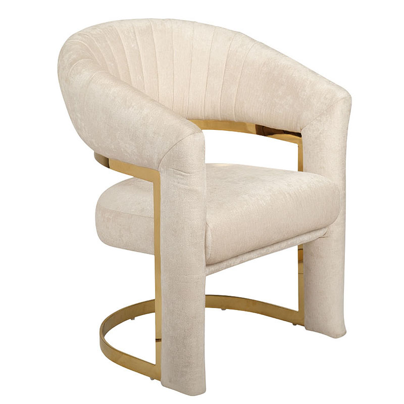 Полукресло Valbonne Chair cream velour Кремовый Глянцевое золото Полукресло Valbonne Chair cream velour Кремовый Глянцевое золото в Кирове | Loft Concept
