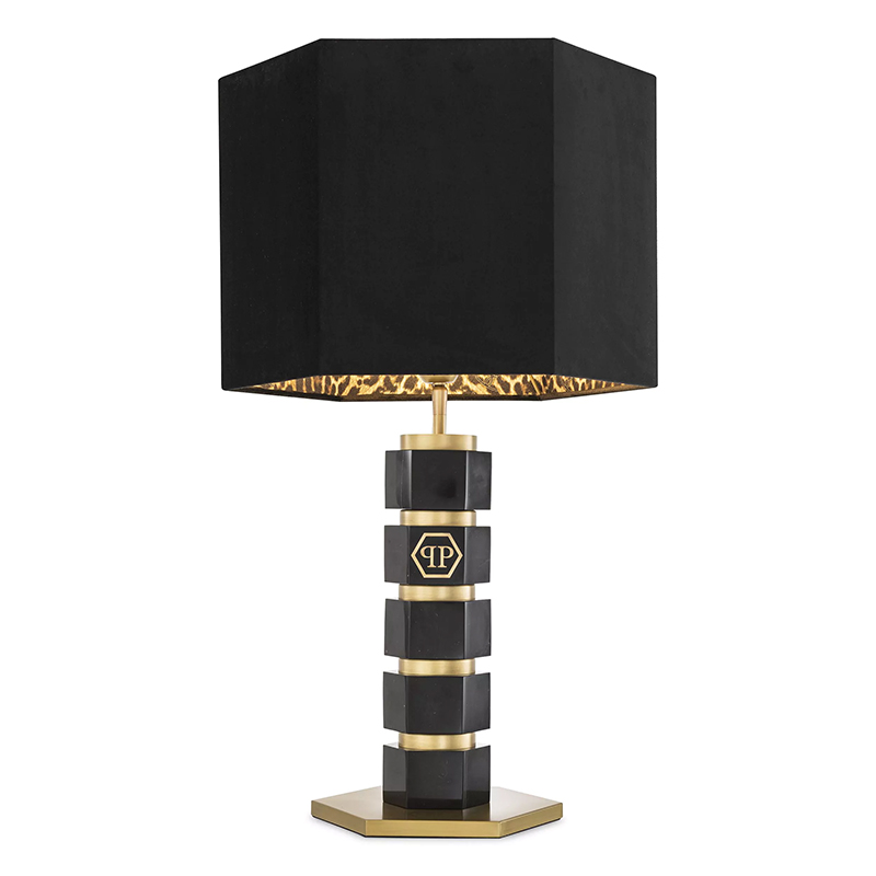 Настольная лампа Philipp Plein Table Lamp Hexagon Черная Черный Золотой Коричневый Настольная лампа Philipp Plein Table Lamp Hexagon Черная Черный Золотой Коричневый в Кирове | Loft Concept