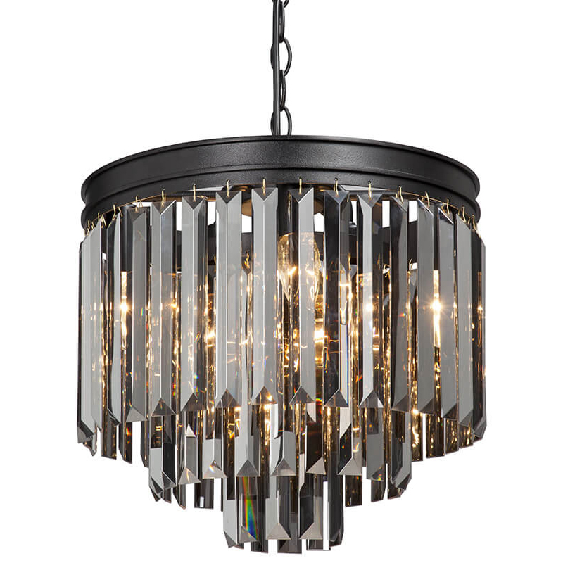 Люстра ODEON Gray glass 3-TIER Black Серое стекло D 36 Черный матовый Люстра ODEON Gray glass 3-TIER Black Серое стекло D 36 Черный матовый в Кирове | Loft Concept