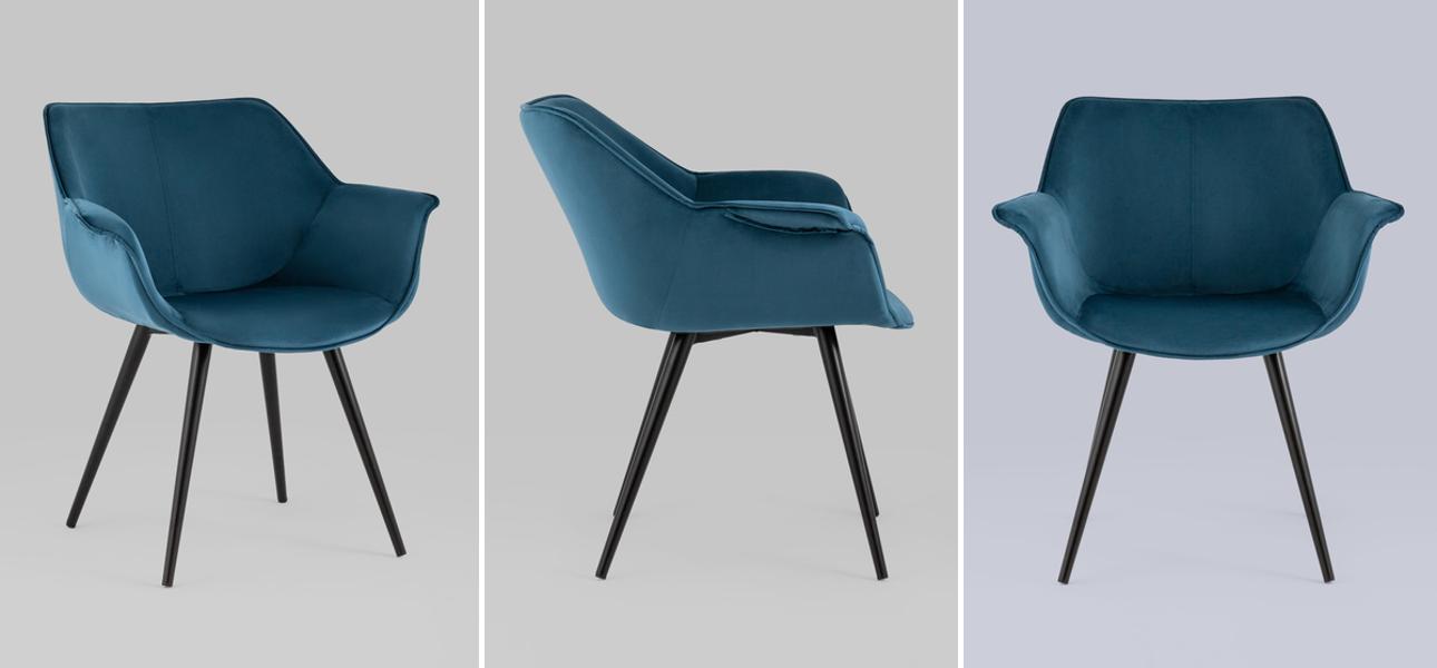 Стул Mason chair Пыльно-Синий Велюр - фото