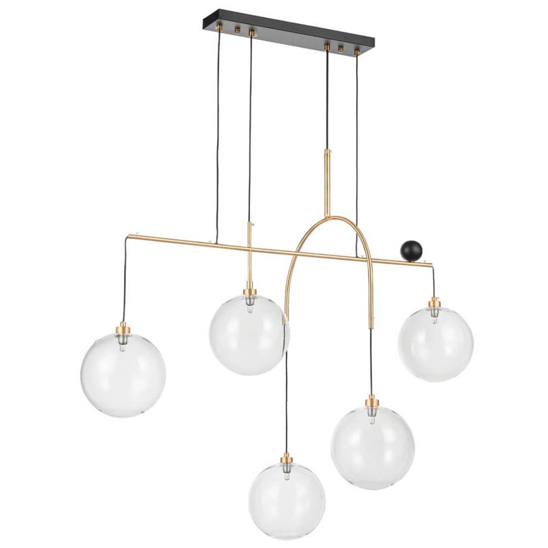 Люстра Five Hanging Balls Chandelier Золотой Прозрачный Черный Люстра Five Hanging Balls Chandelier Золотой Прозрачный Черный в Кирове | Loft Concept