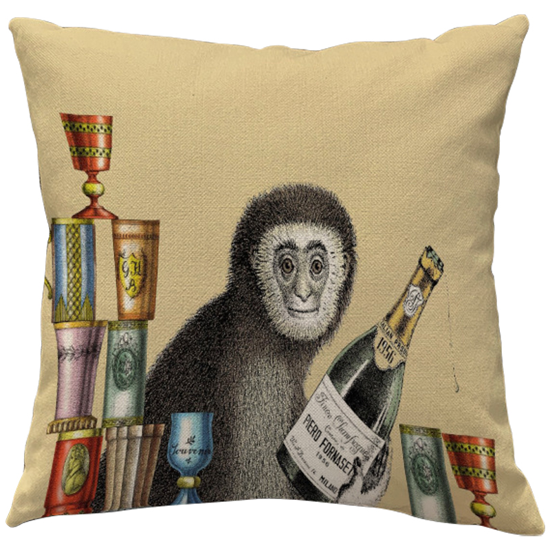 Декоративная подушка Fornasetti Aperitivo 1 Бежевый Серый Мульти Декоративная подушка Fornasetti Aperitivo 1 Бежевый Серый Мульти в Кирове | Loft Concept