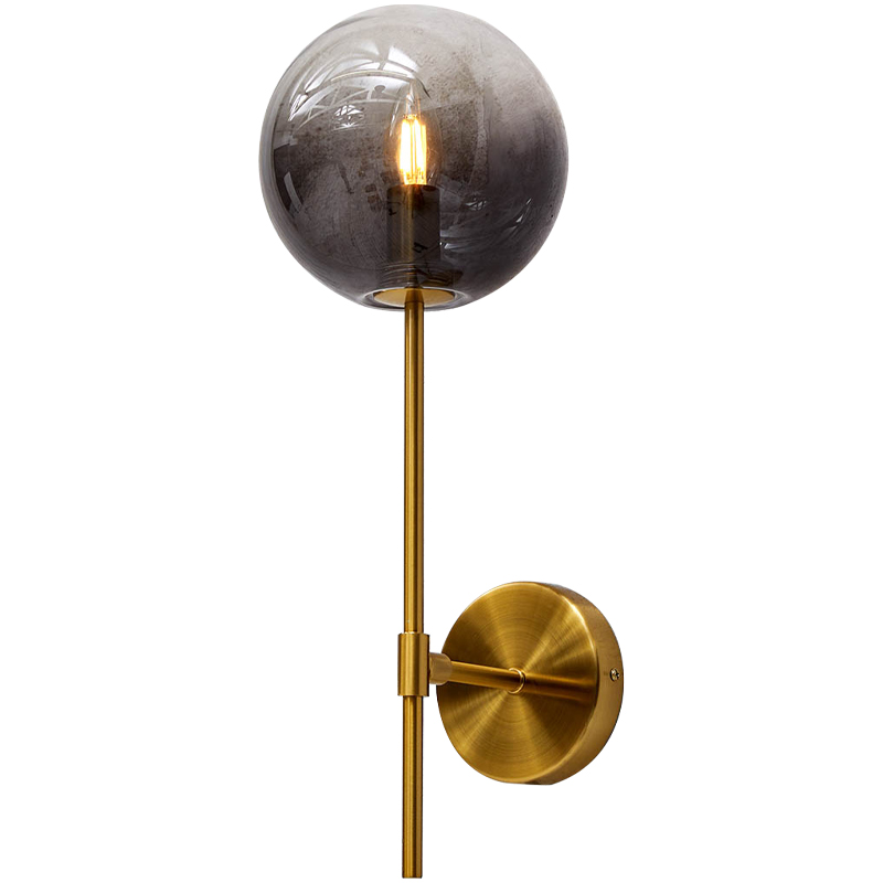 Бра стеклянный плафон шар Urmila Wall Lamp Серое стекло Золотой Серый Бра стеклянный плафон шар Urmila Wall Lamp Серое стекло Золотой Серый в Кирове | Loft Concept