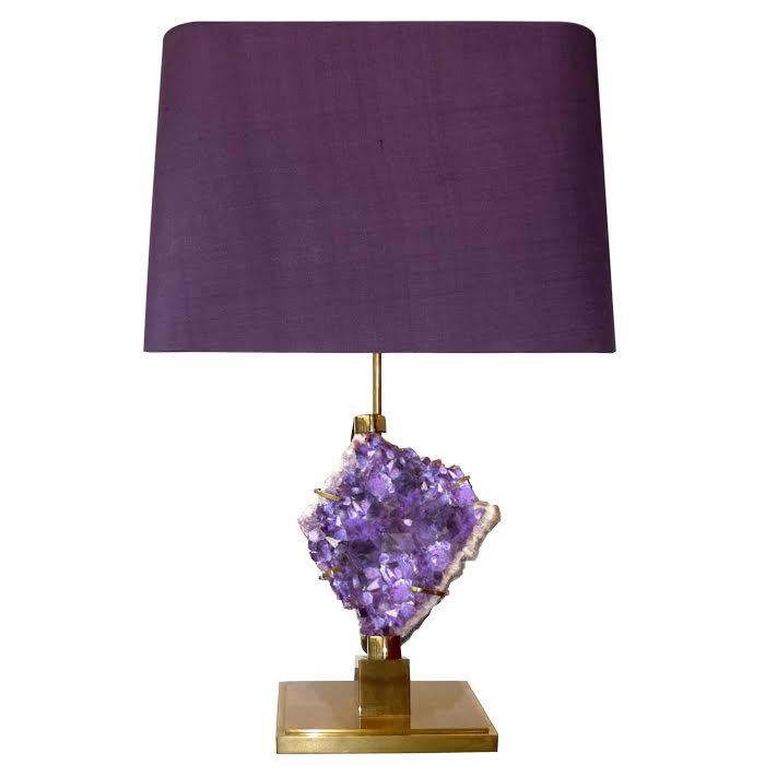 Настольная лампа Bronze and Amethyst Lamp Глянцевое золото Сиреневый Настольная лампа Bronze and Amethyst Lamp Глянцевое золото Сиреневый в Кирове | Loft Concept
