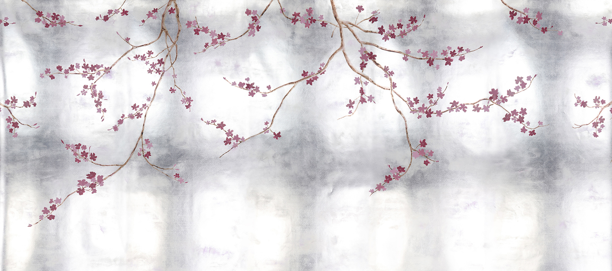 Обои ручная роспись Cherry Tree Special Colourway on Sterling Silver gilded paper Обои ручная роспись Cherry Tree Special Colourway on Sterling Silver gilded paper - постер Loft-Concept в Кирове