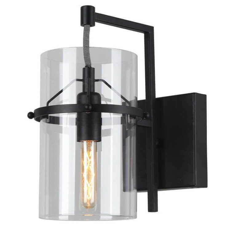 Бра Glass Cylinder Sconces Черный Прозрачный Бра Glass Cylinder Sconces Черный Прозрачный в Кирове | Loft Concept