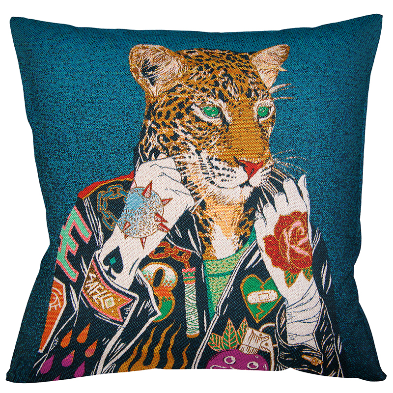 Декоративная подушка Leopard Blue Мульти Декоративная подушка Leopard Blue Мульти в Кирове | Loft Concept