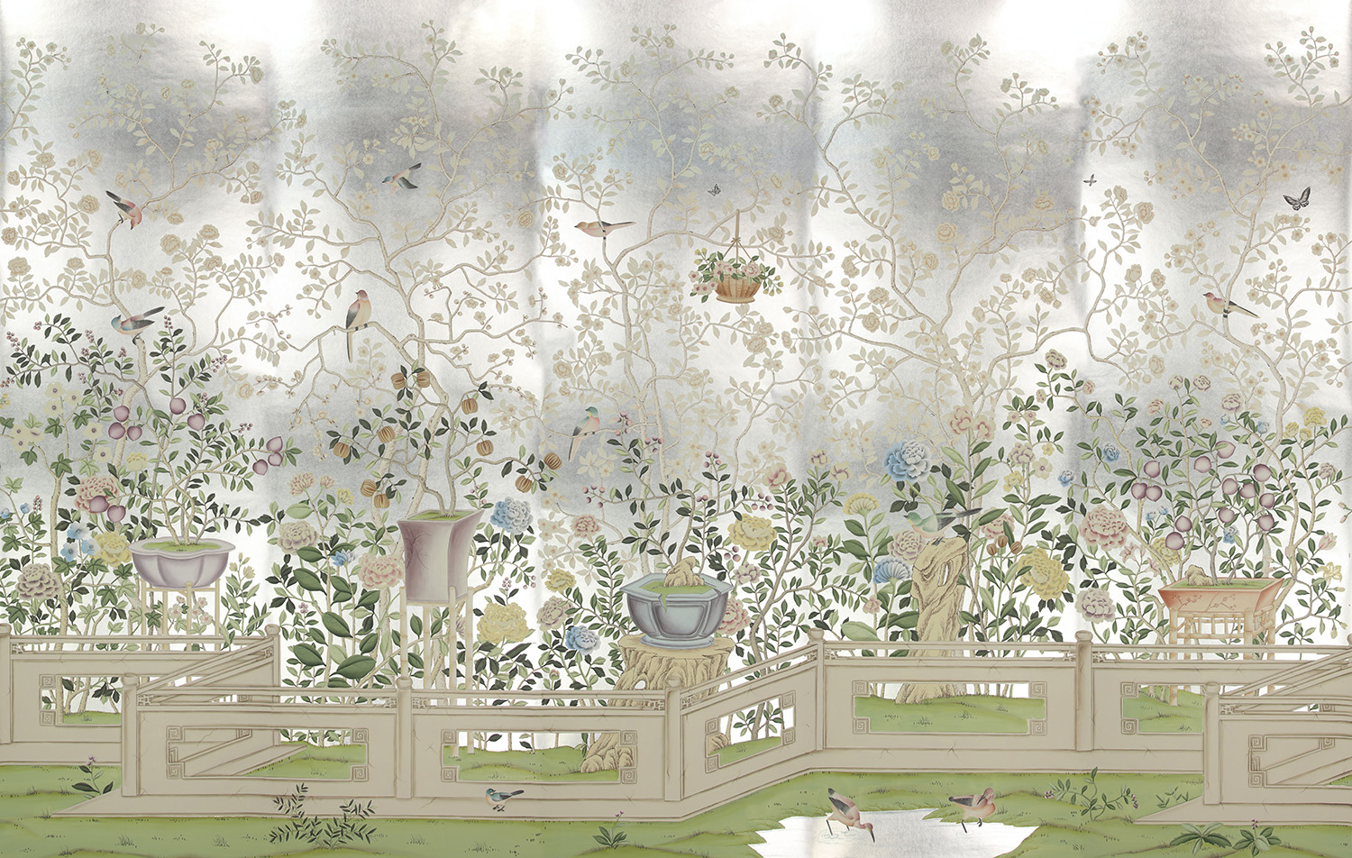 Обои ручная роспись Temple Newsam White Gold gilded silk Обои ручная роспись Temple Newsam White Gold gilded silk - постер Loft-Concept в Кирове