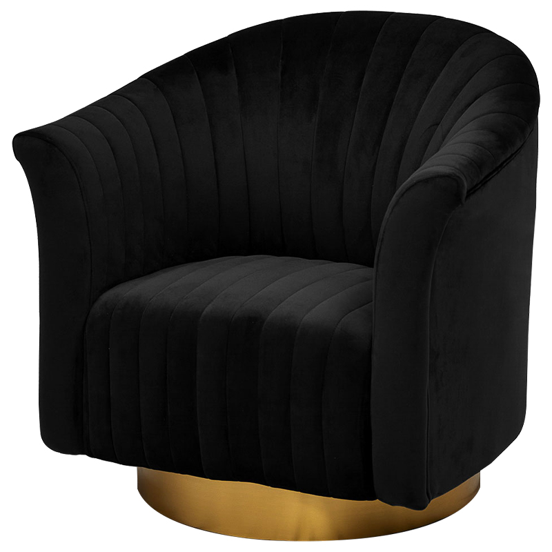 Кресло вращающееся в чёрной велюровой обивке Toronto Black Armchair Черный Золотой Кресло вращающееся в чёрной велюровой обивке Toronto Black Armchair Черный Золотой в Кирове | Loft Concept
