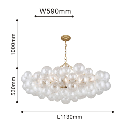 Люстра подвесная с рифлёными стеклянными шарами Длина 113 см Berries Chandelier в Кирове
