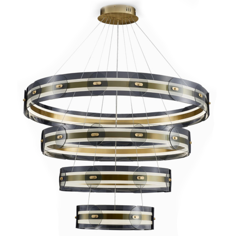 Люстра Gold 3 ring horizontal chandelier Прозрачный Латунь Люстра Gold 3 ring horizontal chandelier Прозрачный Латунь в Кирове | Loft Concept