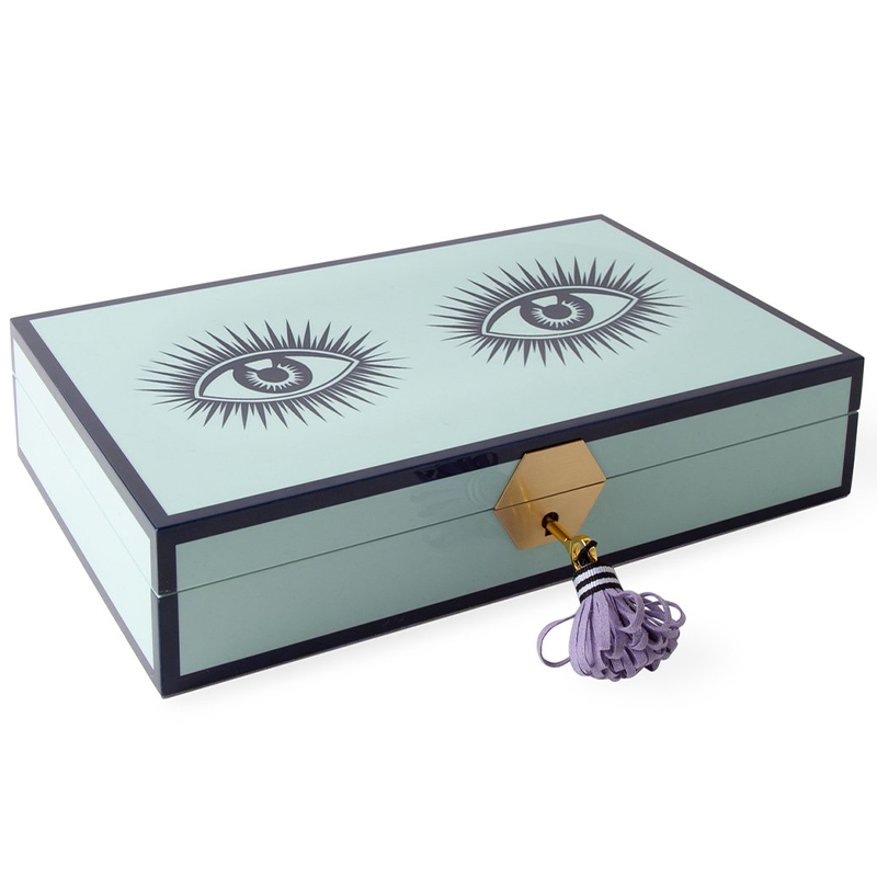 Шкатулка LE WINK LACQUER JEWELRY BOX  Jonathan Adler Мятный Сиреневый Темно-синий в Кирове | Loft Concept 
