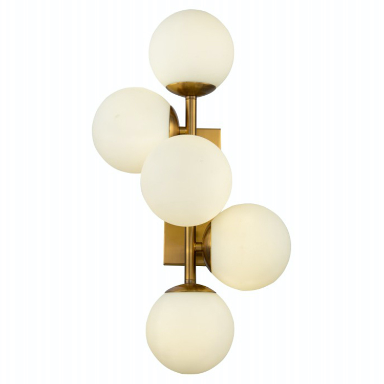 Бра White Balls Sconces Белое матовое стекло Латунь Бра White Balls Sconces Белое матовое стекло Латунь в Кирове | Loft Concept