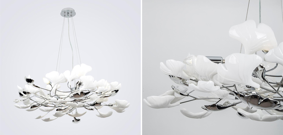 Декоративная люстра Wintery flover Silver с Белыми плафонами Декоративная люстра Wintery flover Silver с Белыми плафонами - Loft-Concept в Кирове