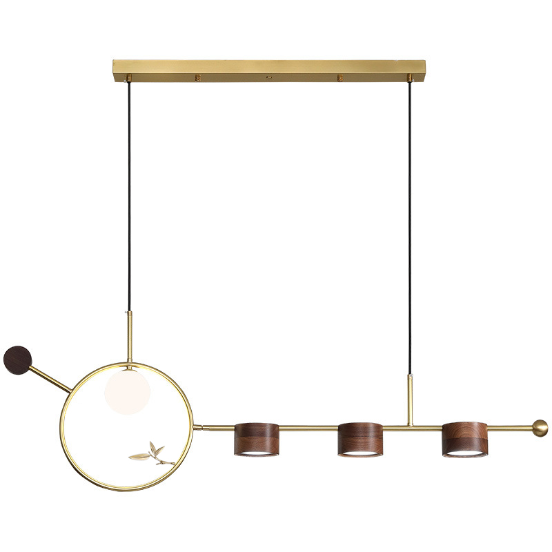 Линейный светильник Metal Wood Ring Leaf Linear Light Золотой Коричневый Линейный светильник Metal Wood Ring Leaf Linear Light Золотой Коричневый в Кирове | Loft Concept