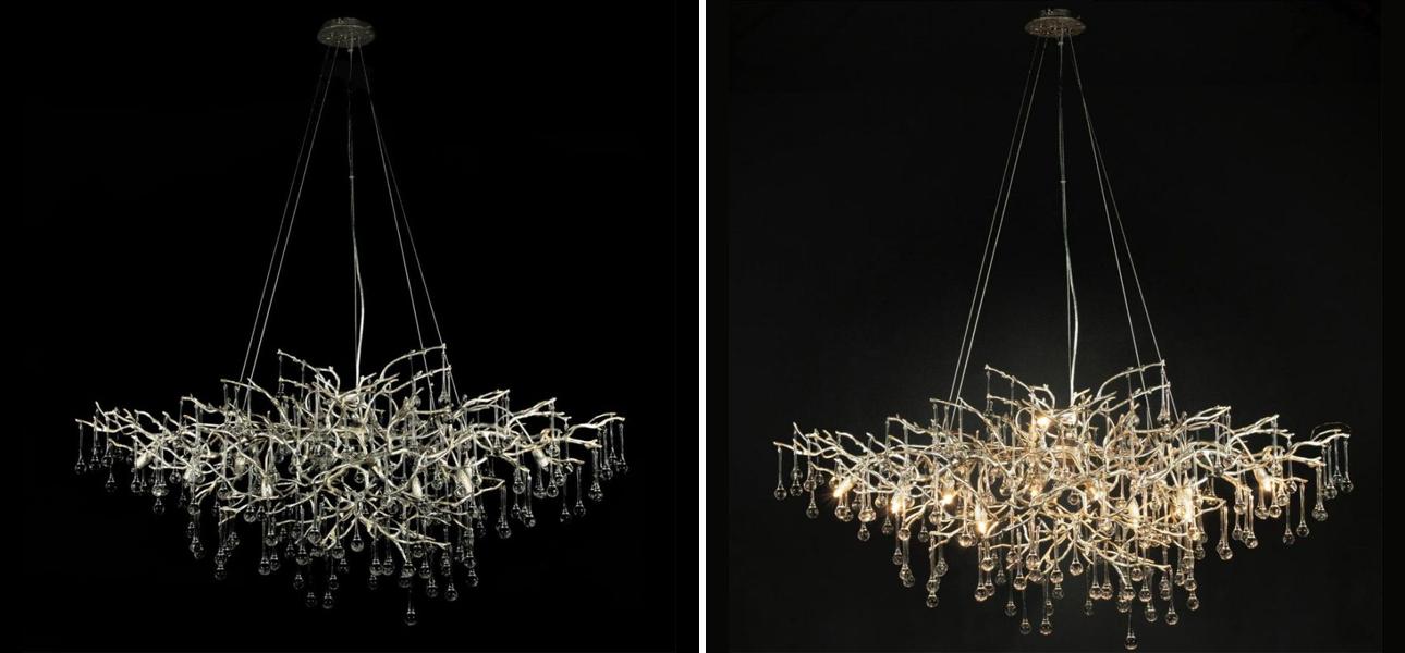 Люстра Crystal Drops Silver 125 см - фото