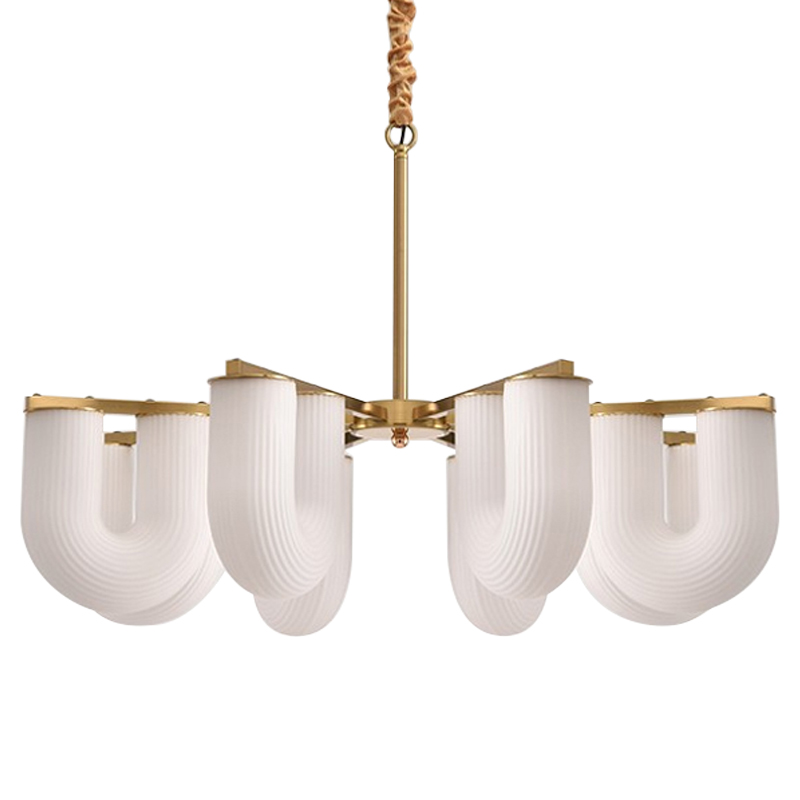 Люстра Berthe Arch Chandelier 8 плафонов Белое матовое стекло Латунь Хром Люстра Berthe Arch Chandelier 8 плафонов Белое матовое стекло Латунь Хром в Кирове | Loft Concept