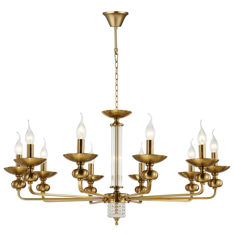 Люстра бронзового цвета со стеклянным декором Candelabrum D91 см Бронза Прозрачный Люстра бронзового цвета со стеклянным декором Candelabrum D91 см Бронза Прозрачный в Кирове | Loft Concept