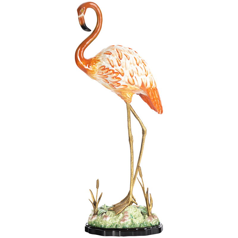 Декоративная статуэтка Flamingos Porcelain Statuette Красный Зеленый Бронза Декоративная статуэтка Flamingos Porcelain Statuette Красный Зеленый Бронза в Кирове | Loft Concept