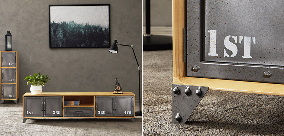 ТВ-тумба Loft Metal and Wood Quadruple ТВ-тумба Loft Metal and Wood Quadruple - Loft-Concept в Кирове