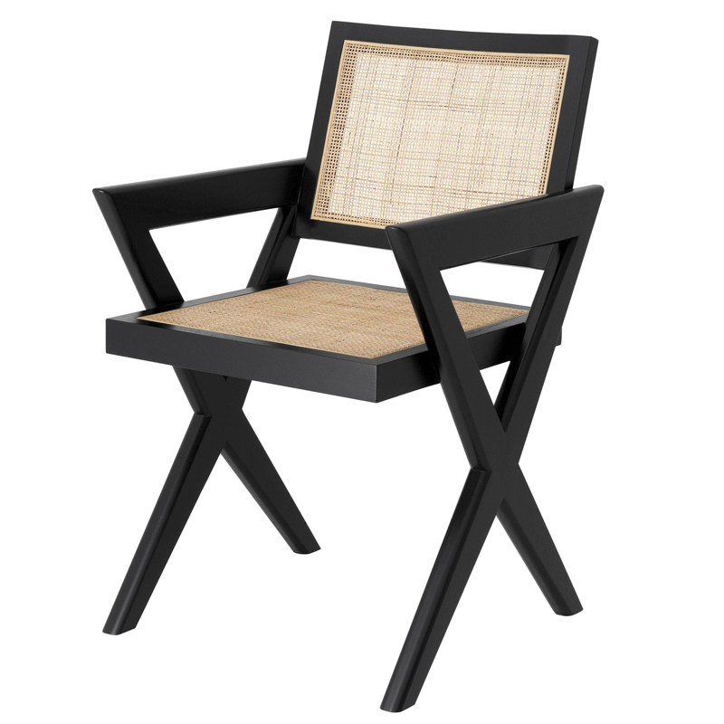 Стул Eichholtz Dining Chair Augustin black Черный Бежевый Стул Eichholtz Dining Chair Augustin black Черный Бежевый в Кирове | Loft Concept