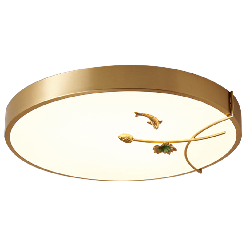 Круглый потолочный светильник Gold Fish Round Ceiling Lamp Золотой Золотой Белый Зеленый Круглый потолочный светильник Gold Fish Round Ceiling Lamp Золотой Золотой Белый Зеленый в Кирове | Loft Concept