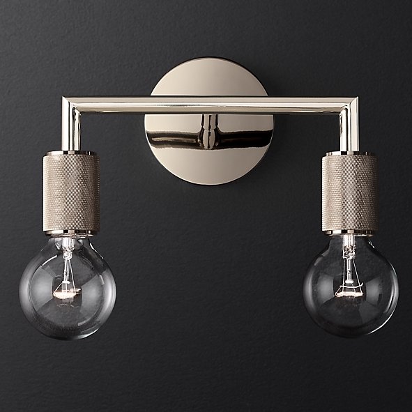 Бра RH Utilitaire Double Sconce Silver Никель в Кирове | Loft Concept 