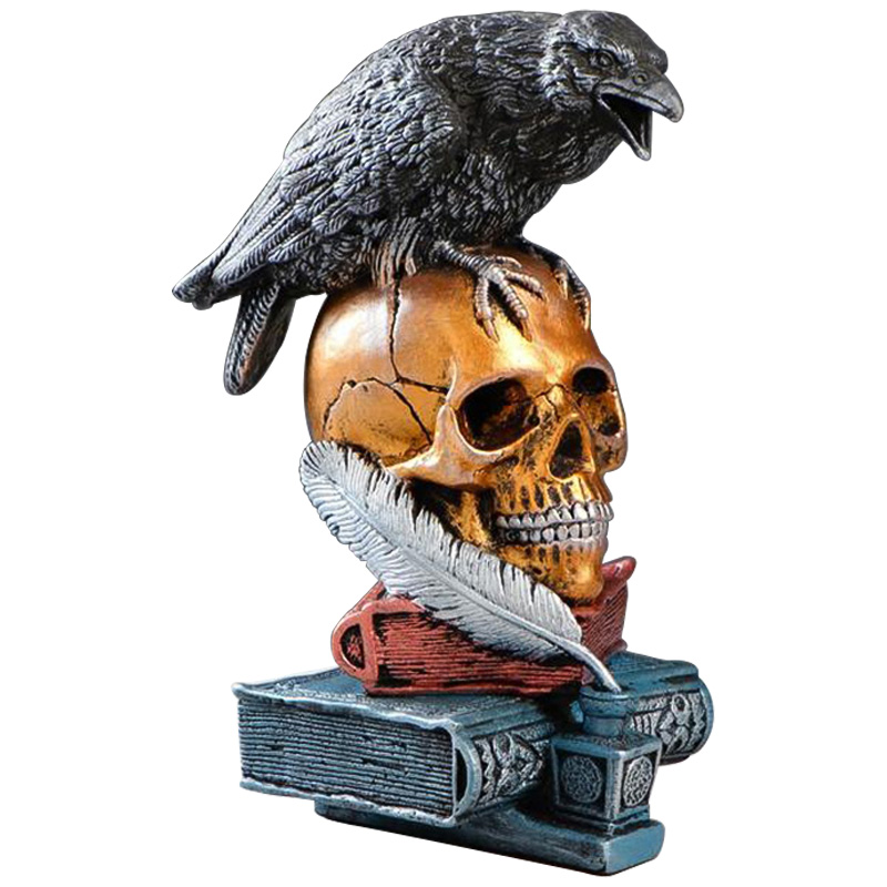 Статуэтка Raven and Skull Золотой Черный Серый (Gray) Статуэтка Raven and Skull Золотой Черный Серый (Gray) в Кирове | Loft Concept