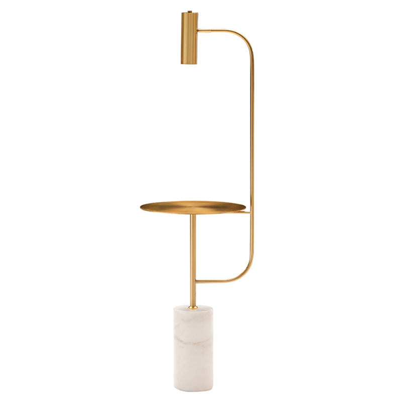 Торшер Marble Floor Lamp Латунь Белый Торшер Marble Floor Lamp Латунь Белый в Кирове | Loft Concept