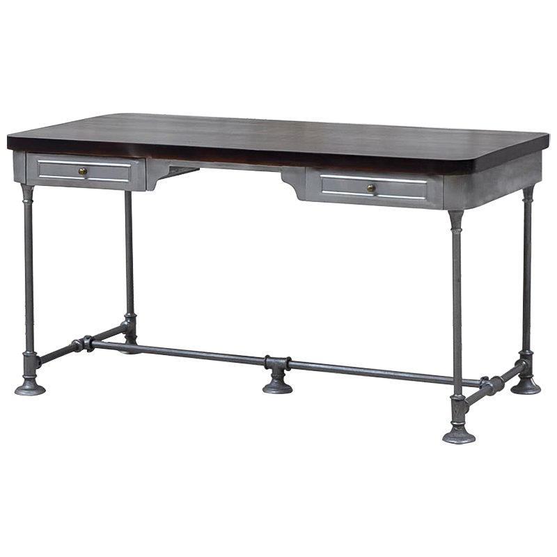 Рабочий стол Iston Metal Wood Desk Серый Коричневый Латунь в Кирове | Loft Concept 