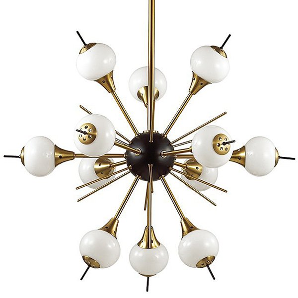 White Glass Globes Sputnik Chandelier Бронза Белый White Glass Globes Sputnik Chandelier Бронза Белый в Кирове | Loft Concept